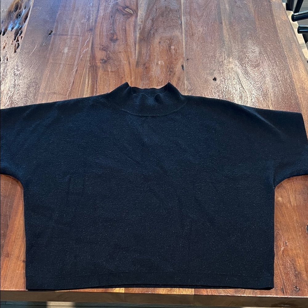 Prologue Women's Black Mock Neck Sweater- Short Sleeve